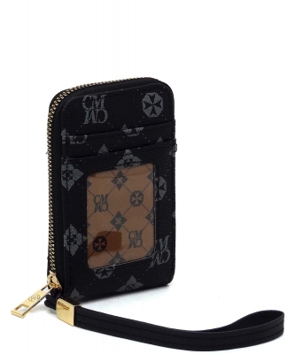 CM Monogram Accordion Card Holder Wallet Wristlet CM024 BLACK